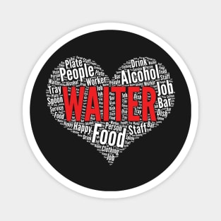 Waiter Heart Shape Word Cloud Design product Magnet